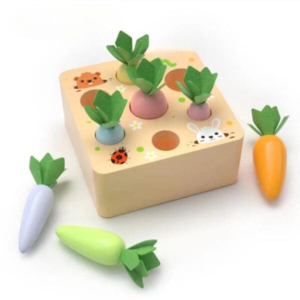 Wholesale Wooden Carrot Harvest Toy Educational Sorting Game for Kids Montessori 3D Sensory Toy for Toddlers Dropshipping