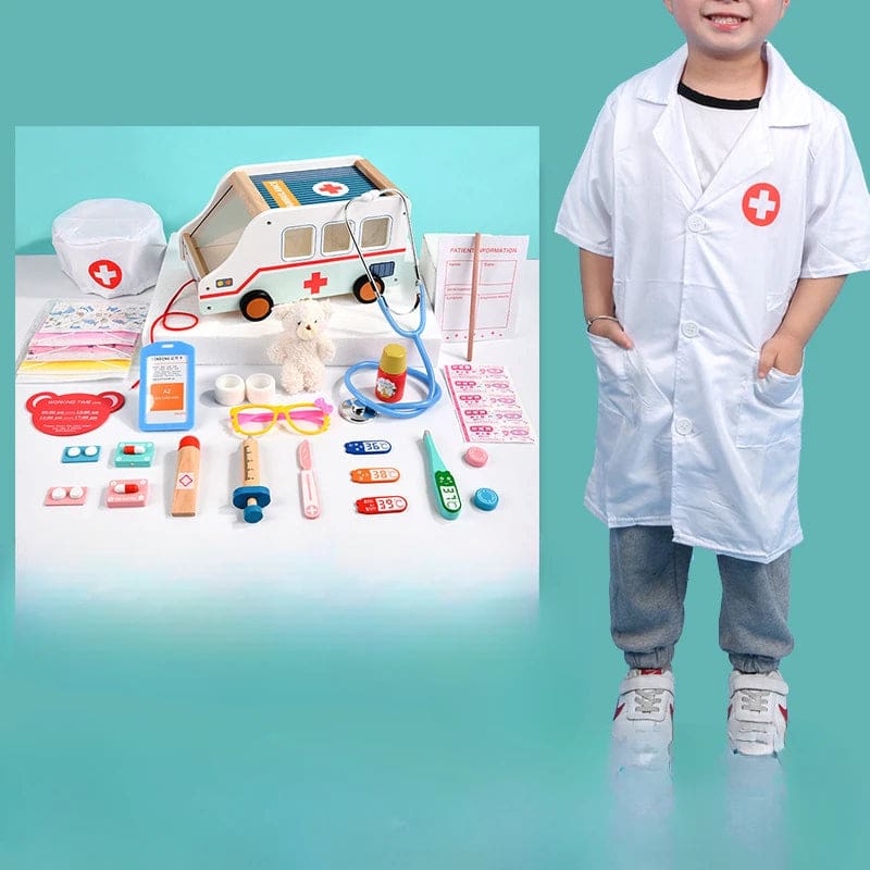 Wholesale Wooden Pretend Play Toys Doctor Set Role Play Ambulance Series Educational Medical Toy for Kids Dentist Gift Fun - Image 9
