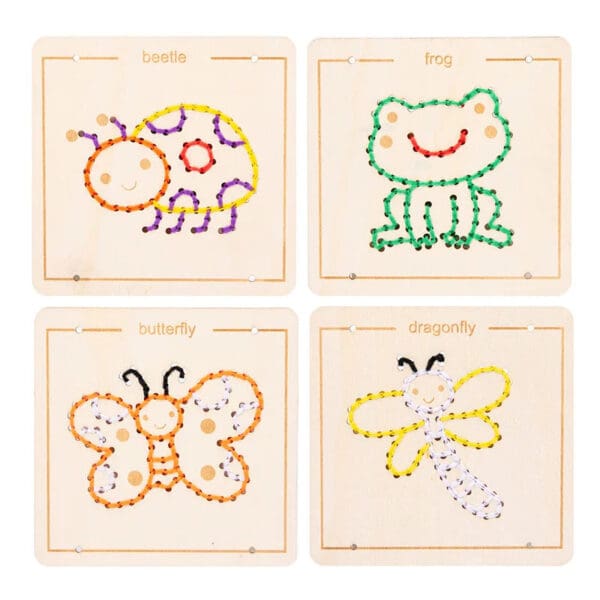 Manufacture Animal-Themed Wooden Threading String Board for Learning