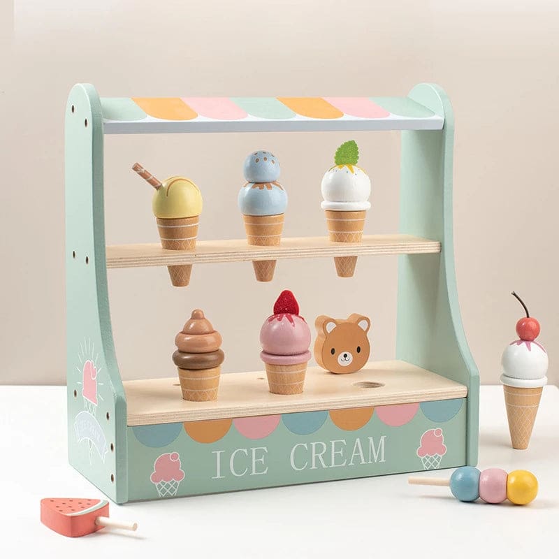 Wholesale Wooden Tea Party Set Role Play Toy with Ice Cream, Cake, and Garden Crown for Kids' Pretend Play - Image 3