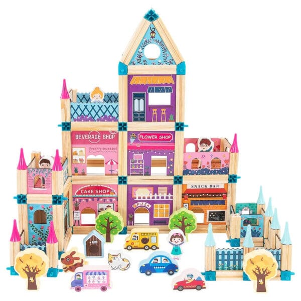 Wholesale Wooden Doll Houses Building Block Model for Kids Creative DIY Castle Villa Toy Perfect for Children Dropshipping