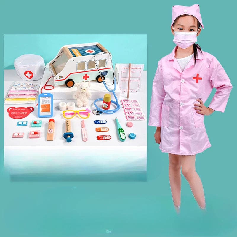 Wholesale Wooden Pretend Play Toys Doctor Set Role Play Ambulance Series Educational Medical Toy for Kids Dentist Gift Fun - Image 10
