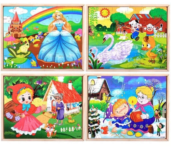 Wholesale Wooden Jigsaw Puzzles 40/60/80/100 Pieces 4-in-1 Boxed Educational Toy for Kids Dropshipping
