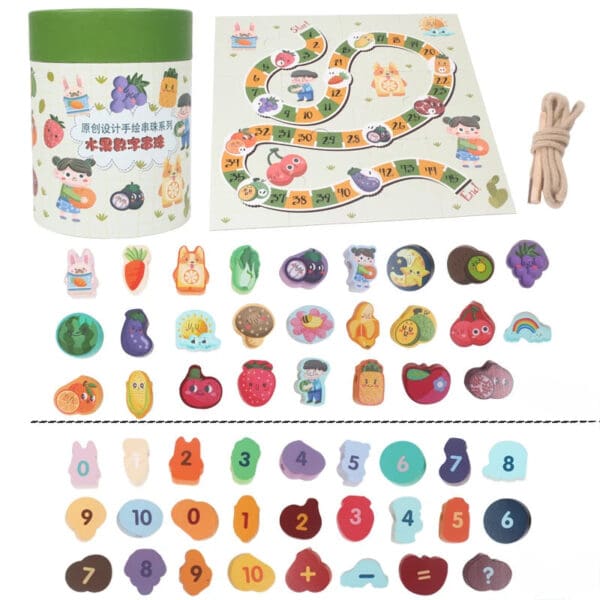 Wholesale Wooden Lacing Beads Educational Toy Alphanumeric Threading Games for Kids Early Learning Dropshipping