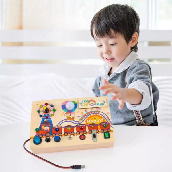 Wholesale Montessori LED Wooden Busy Board Educational Toy for Kids Light-Up Play and Hand-Eye Coordination Early Learning Fun