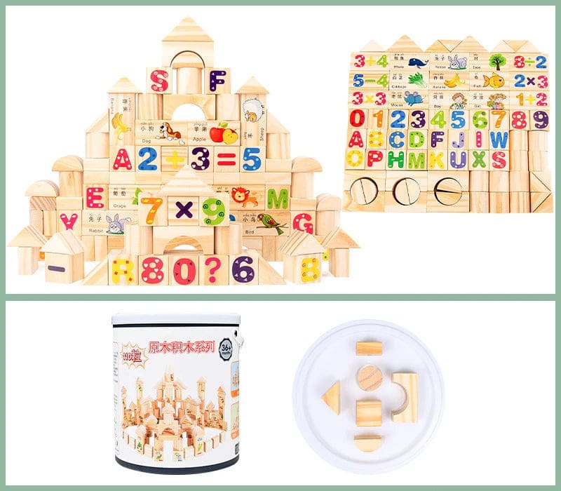 Wholesale Wooden Building Block Toy 110pcs Big Size Alphabet Shape Fruit Animal Blocks Educational Toy for Kids Dropshipping - Image 7