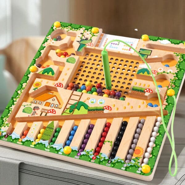Wholesale Wooden Magnetic Bead Maze Educational Toy for Kids Early Learning Fun Color Recognition and Cognitive Development