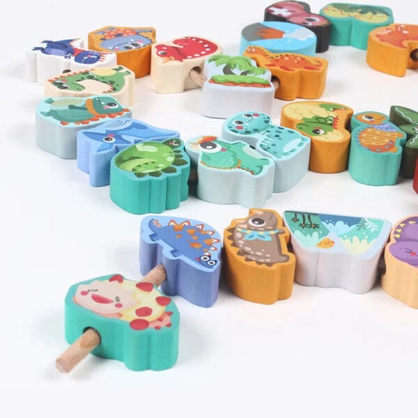 Wholesale Wooden Lacing Beads Educational Toy Alphanumeric Threading Games for Kids Early Learning Dropshipping