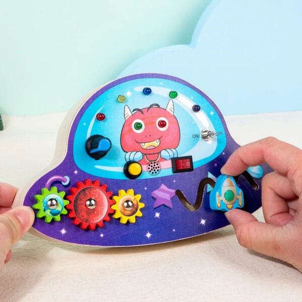 Wholesale Wooden Busy Board Montessori Sensory Toy for Kids Educational LED Light Switch and Colorful Button Learning Fun