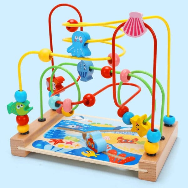 Wholesale Wooden Bead Maze Educational Toy for Toddlers Traffic Ocean-Themed Bead Roller Coaster Dropshipping