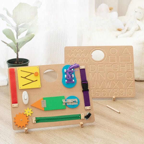 Wholesale Wooden Busy Board Montessori Sensory Toy for Toddlers Educational Learning Activity for Fine Motor Skills Travel Fun