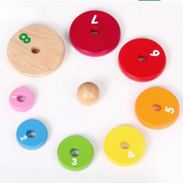 Wholesale Wooden Stacking Game Rainbow Ring Tower Montessori Educational Toy Customized Stacking Blocks Dropshipping