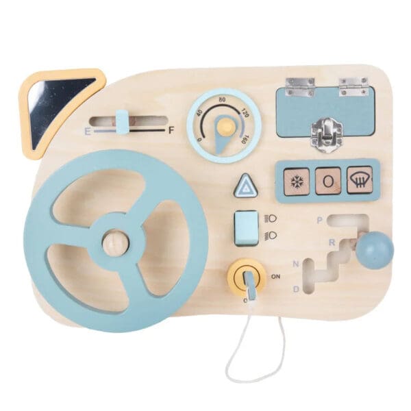 Wholesale Wooden Busy Board Montessori Sensory Activity Toy for Kids Car Steering Wheel and Locking Features Dropshipping