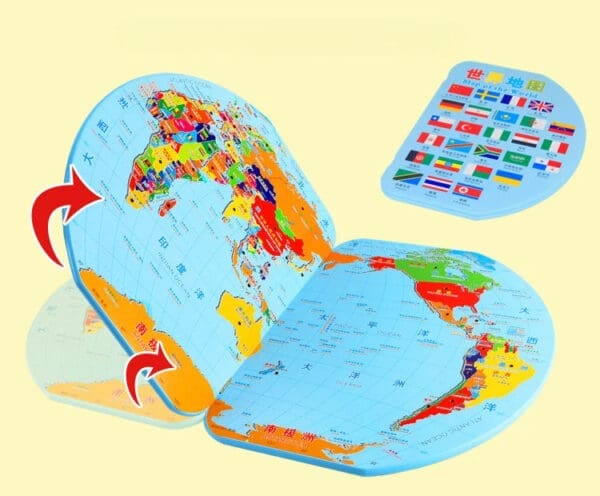 Wholesale Wooden World Map Toy 3D Educational Toy with 36 Country Flags for Kids Geographical Knowledge Dropshipping